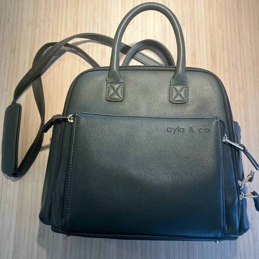 Alya & Co Mini Green Vegan Leather Diaper Bag